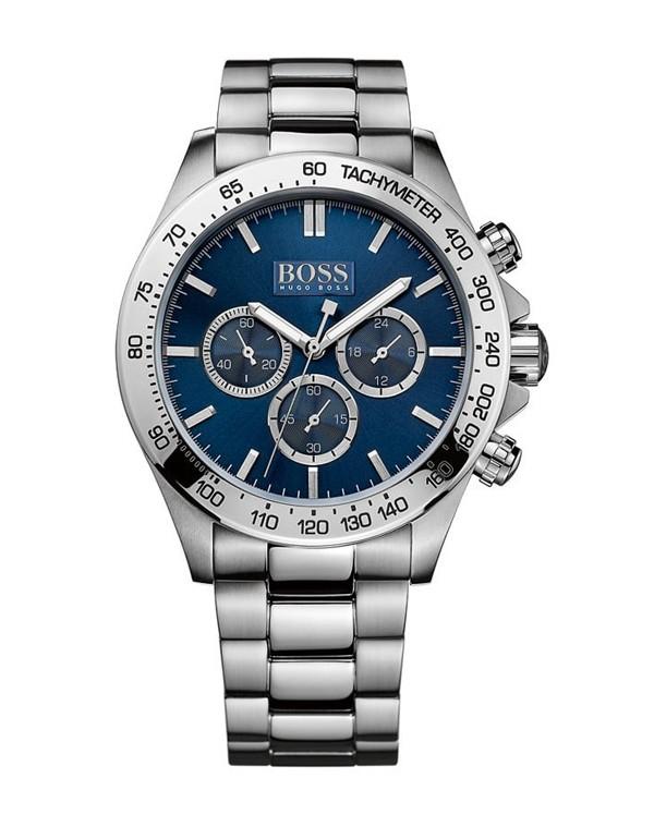 Hugo boss silver deals watch blue face